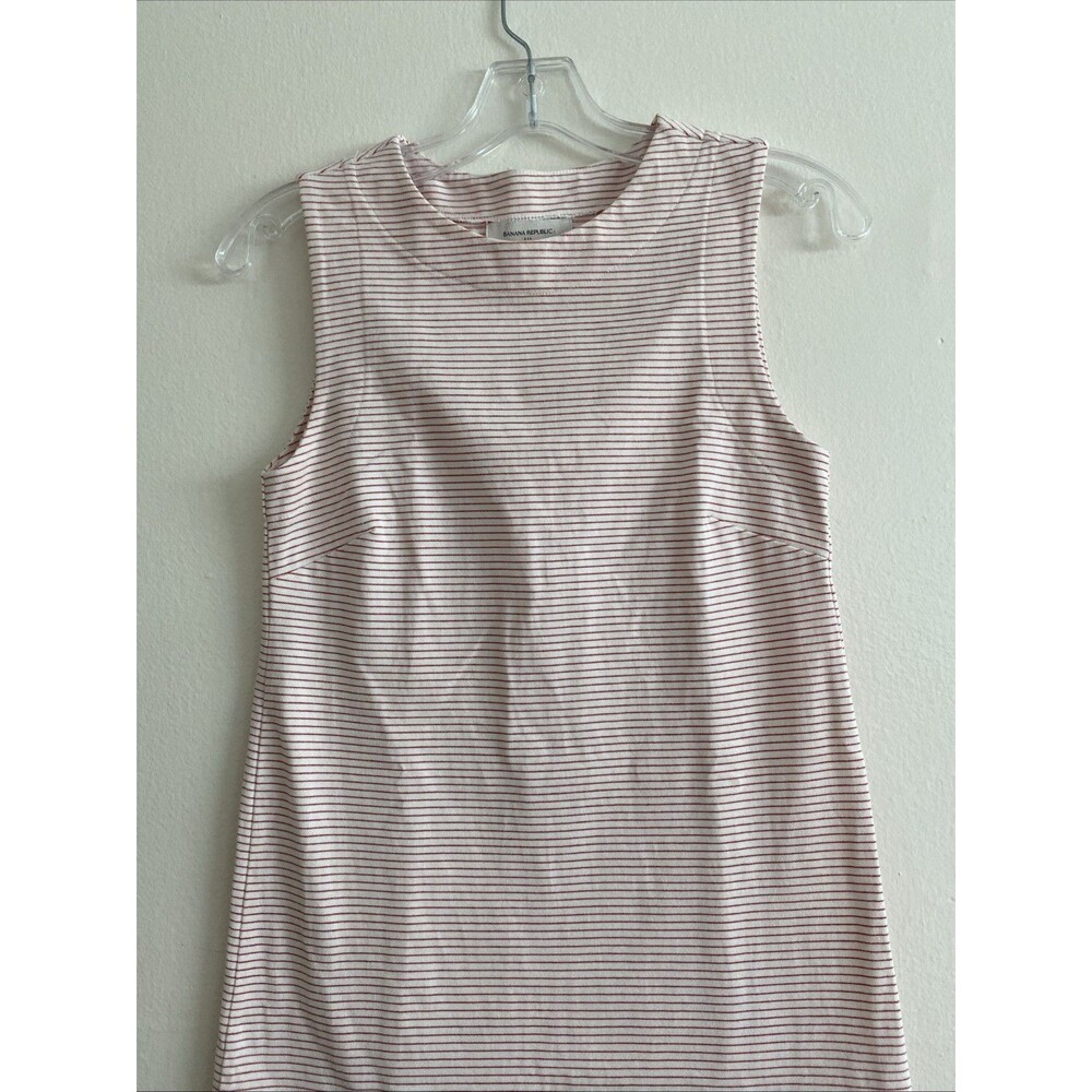 Banana Republic Sheath Dress Women's Size Petite XXS White Red Striped Knit - Picture 9 of 11